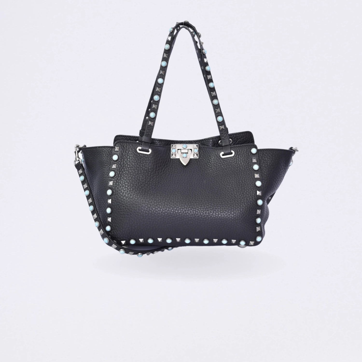 valentino rolling rockstud trapeze black mini