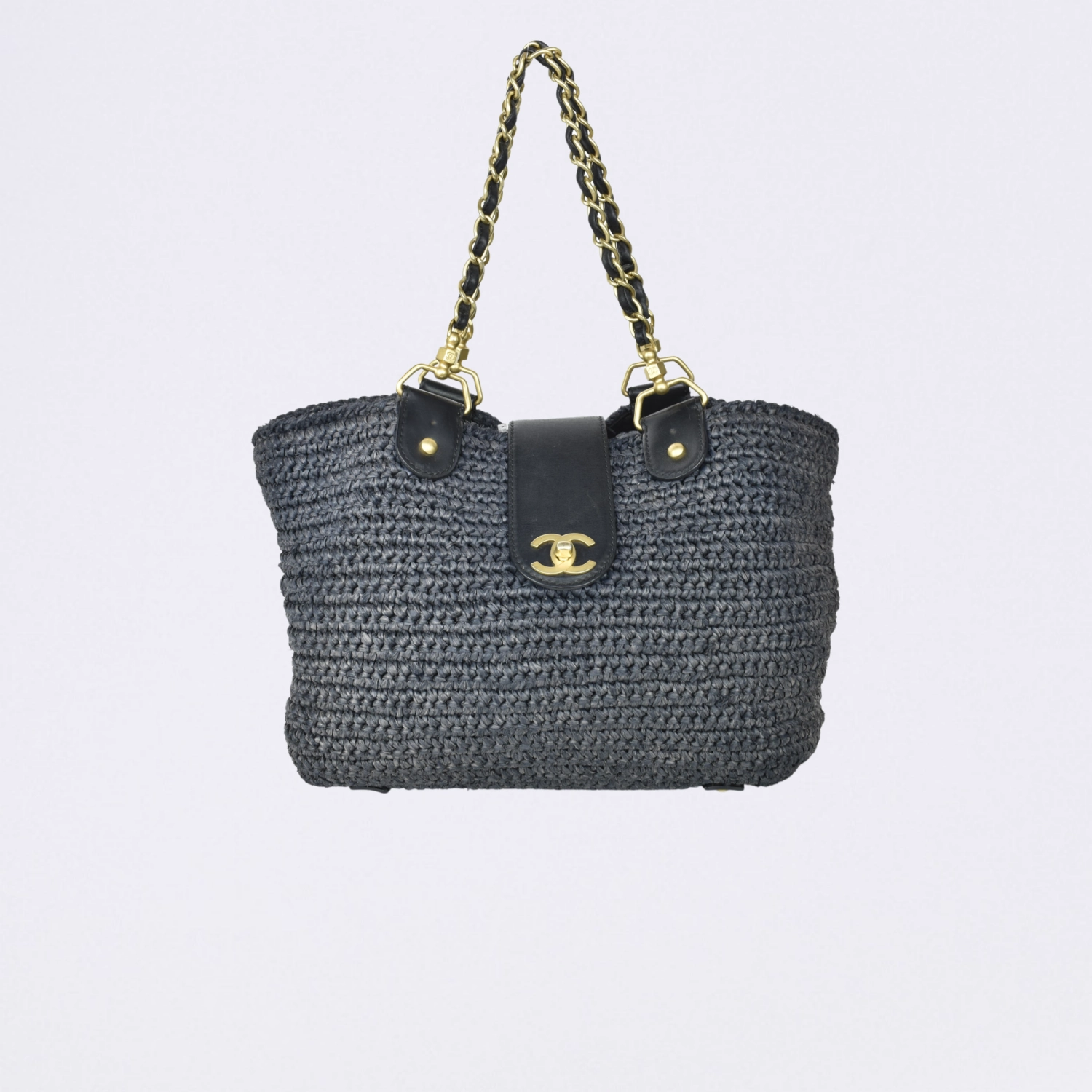 chanel cc raffia blue