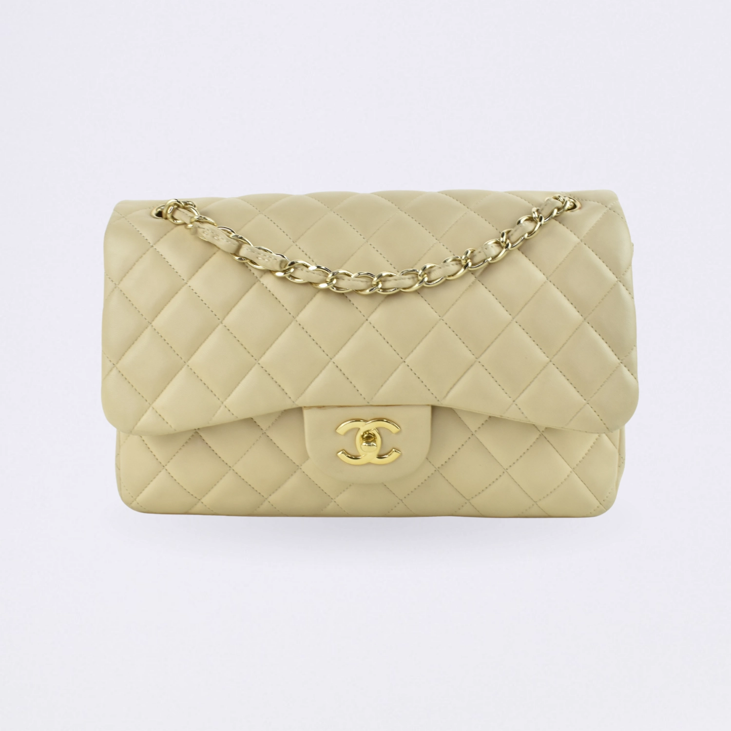 chanel double flap beige maxi