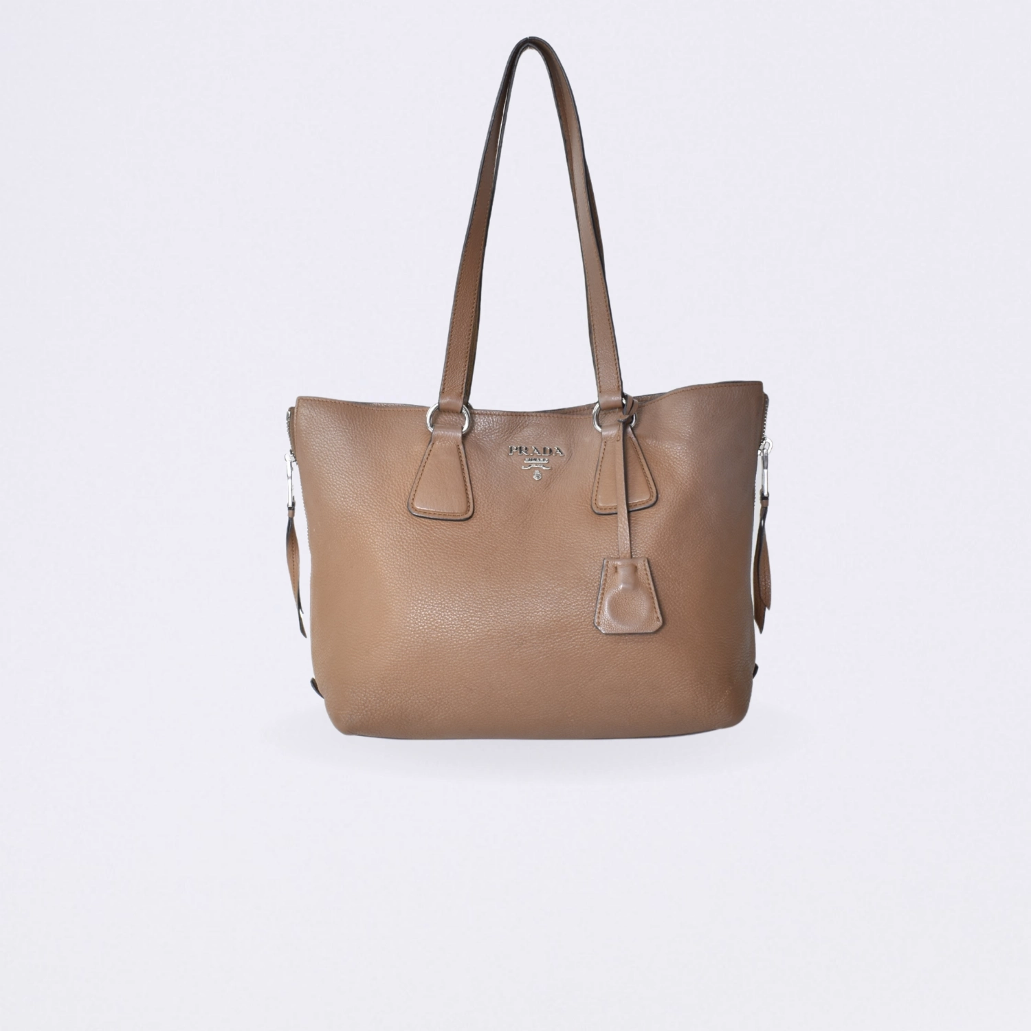 prada side zip shopper brown