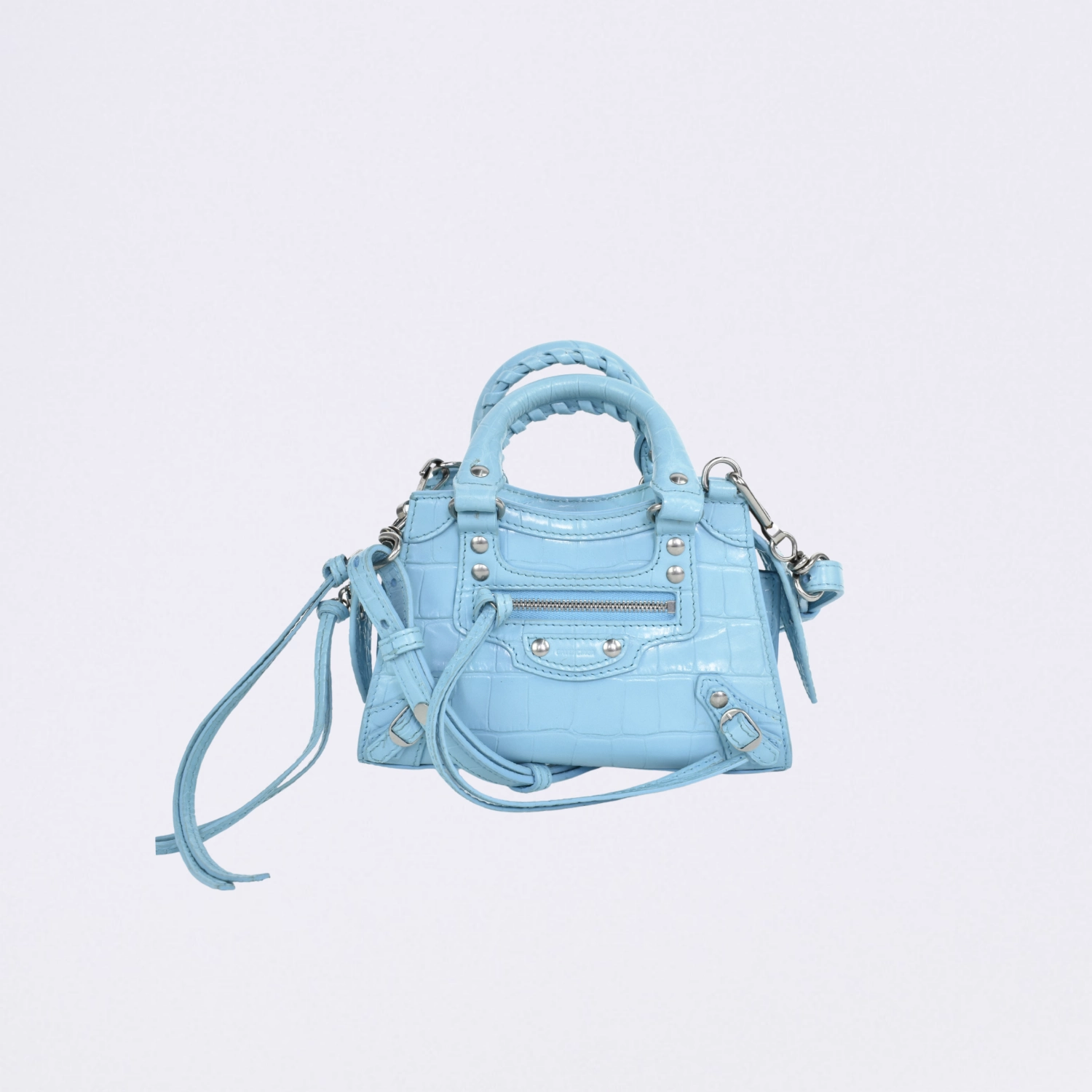 balenciaga neo classic nano croco embossed blue mini