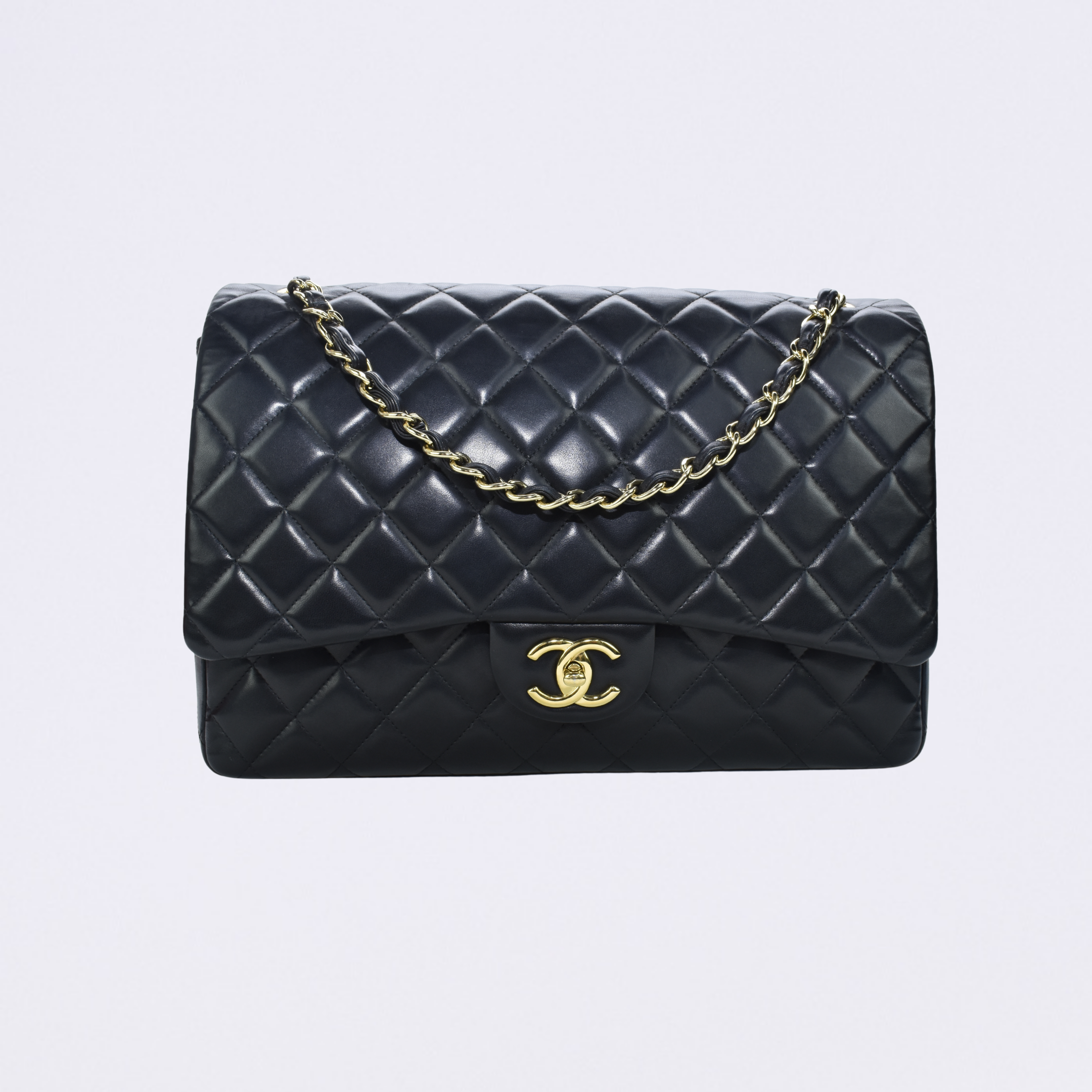chanel double flap black maxi