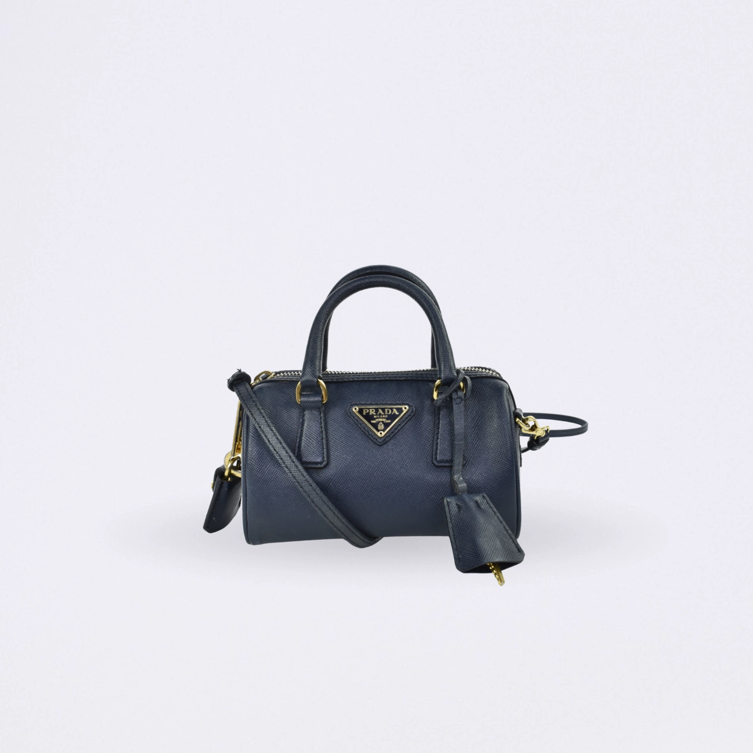 prada bauletto saffiano lux blue mini