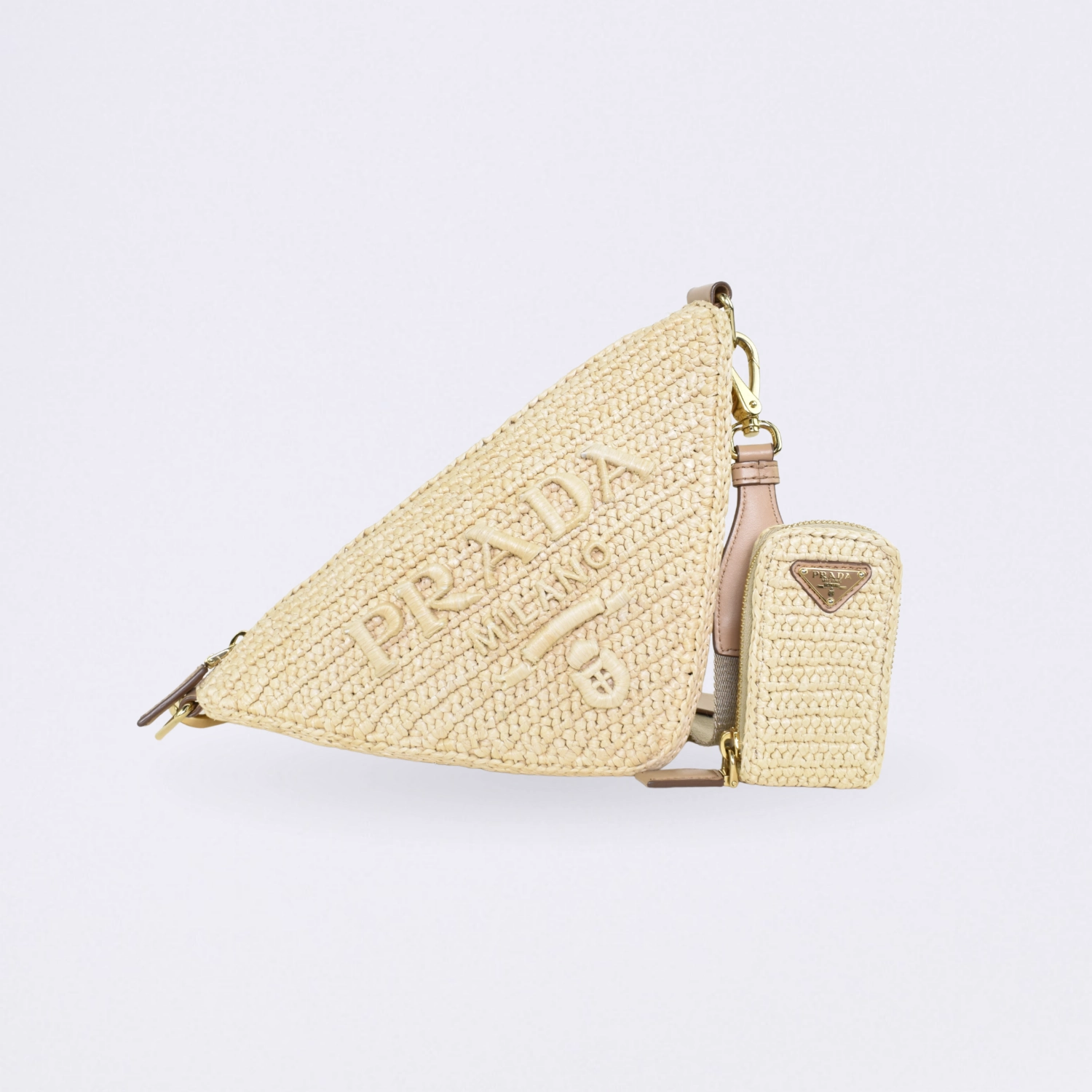 prada raffia triangle