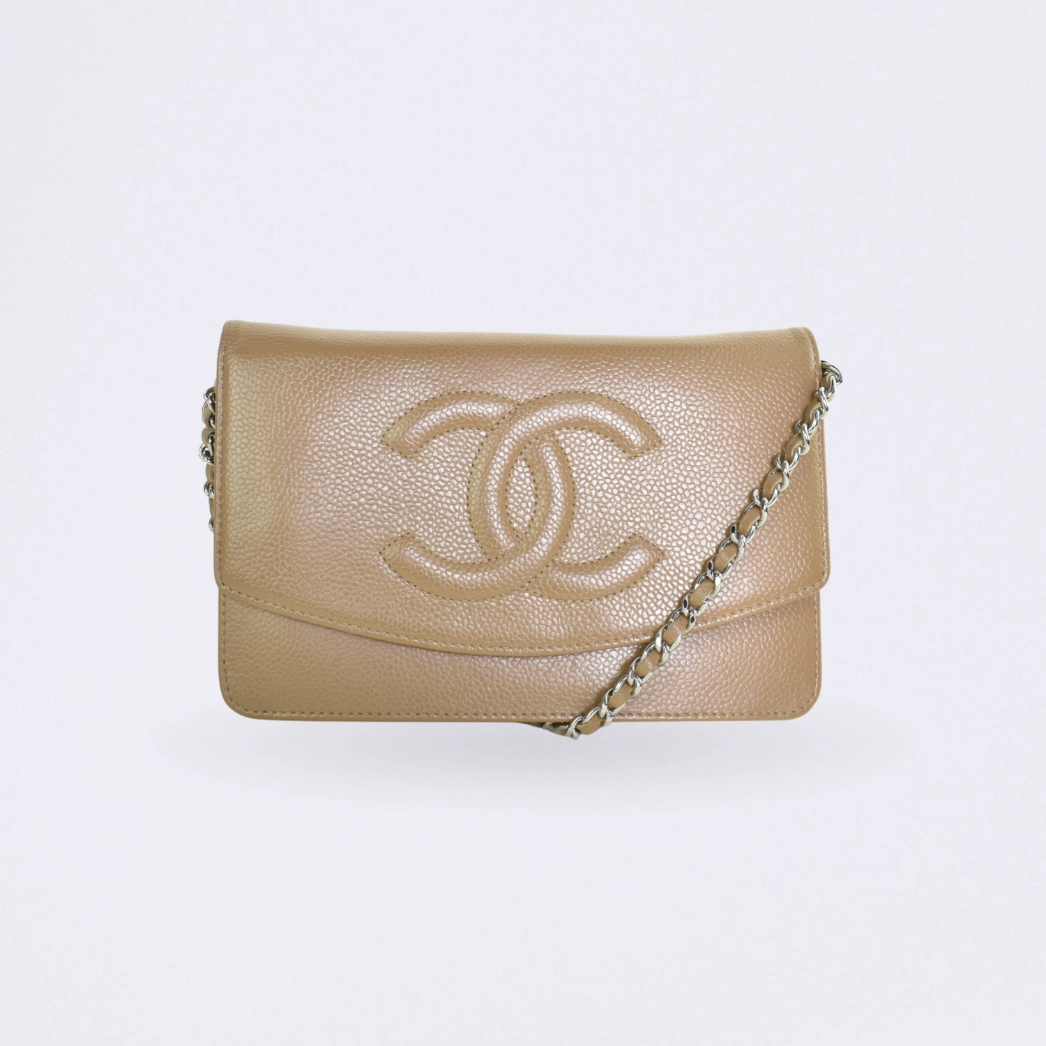chanel wallet on chain beige