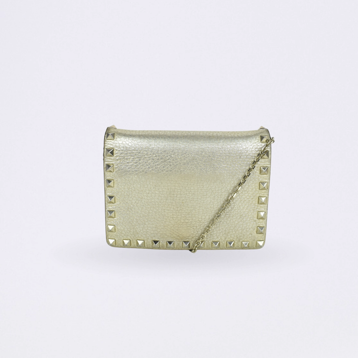 valentino rockstud chain pouch gold