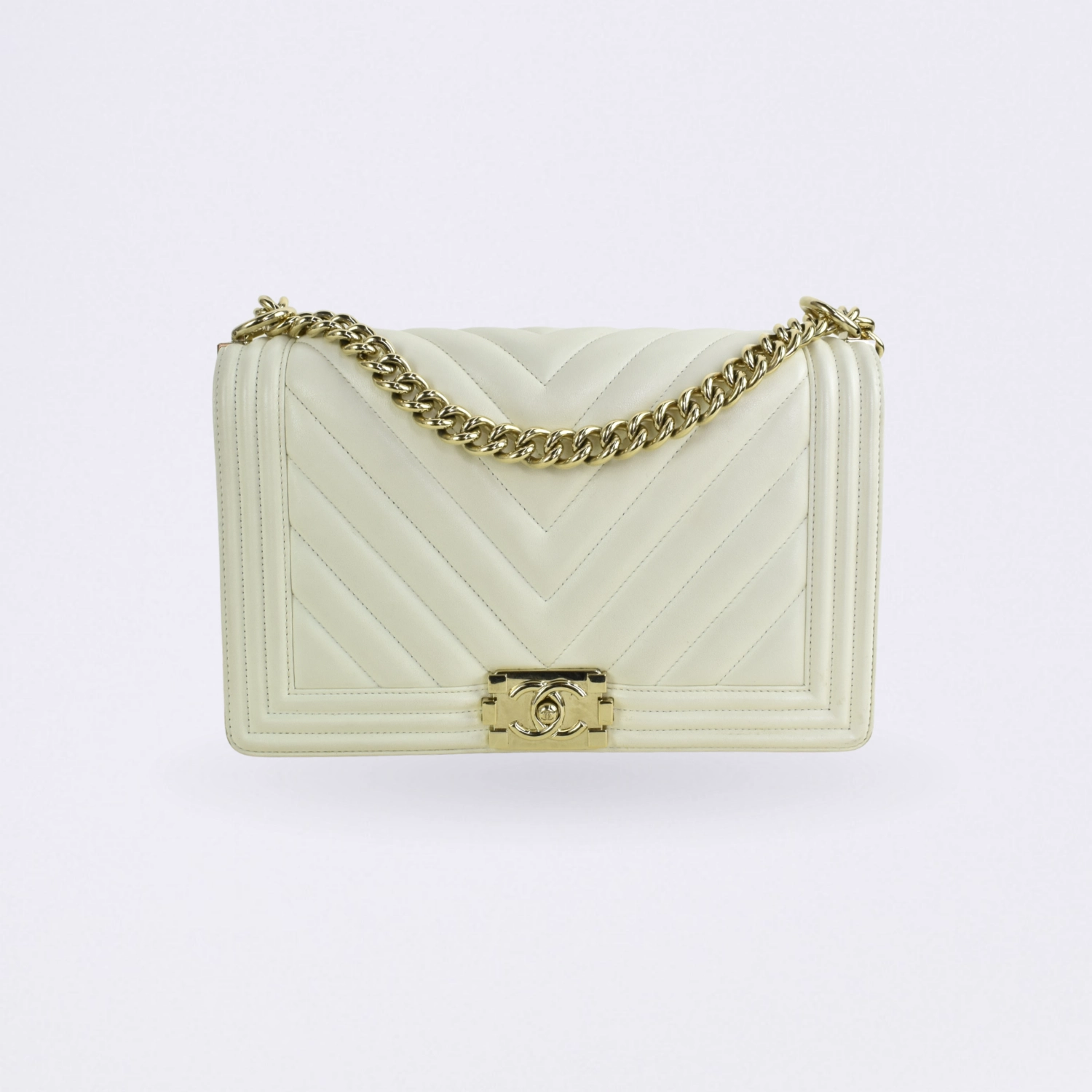 chanel flap off white medium
