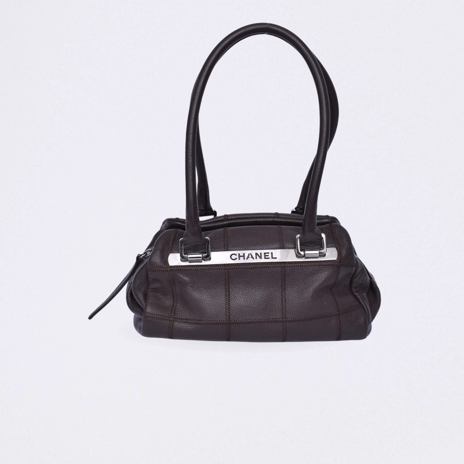 chanel square stitch bowler brown