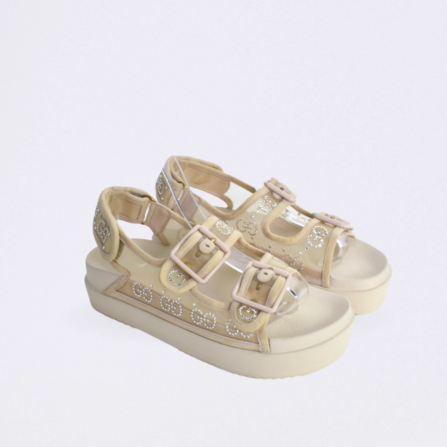 gucci 35 crysrtal gg papete slingback